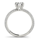 Accented Solitaire Round 14K White Gold Engagement Ring