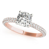 Accented Solitaire Cushion 14K Rose Gold Engagement Ring