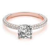 Accented Solitaire Cushion 14K Rose Gold Engagement Ring