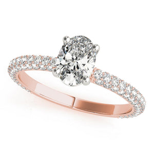Accented Solitaire Oval 14K Rose Gold Engagement Ring
