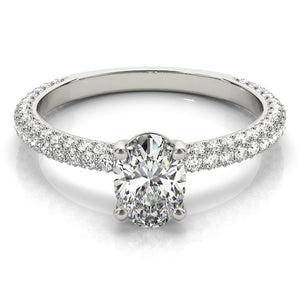 Accented Solitaire Oval Platinum Engagement Ring