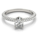Accented Solitaire Oval 14K White Gold Engagement Ring