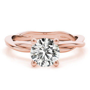 Four-Prong Twisted Shank Round 14K Rose Gold Engagement Ring