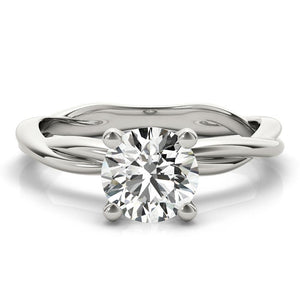 Four-Prong Twisted Shank Round 14K White Gold Engagement Ring