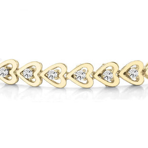Endless Hearts Round Tennis Bracelet In 14K Yellow Gold