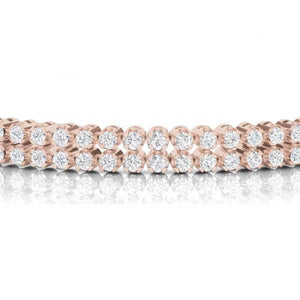 Round Double Row Tennis Bracelet In 14K Rose Gold