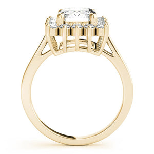 Four-Prong Halo Emerald 14K Yellow Gold Engagement Ring