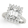 Four-Prong Halo Emerald Platinum Engagement Ring