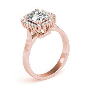 Halo Emerald 14K Rose Gold Engagement Ring