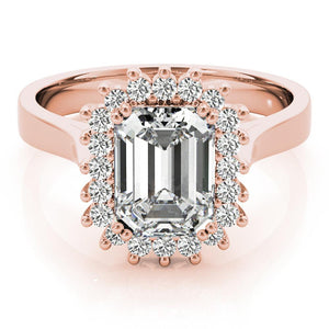 Halo Emerald 14K Rose Gold Engagement Ring