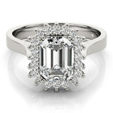 Halo Emerald 14K White Gold Engagement Ring