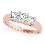 Three-Stone Princess 14K Rose Gold Engagement Ring