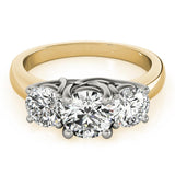 Three-Stone Round 14K Yellow Gold Engagement Ring