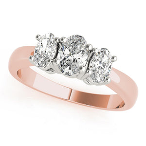Three-Stone Oval 14K Rose Gold Engagement Ring