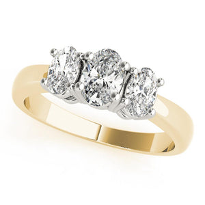 Three-Stone Oval 14K Yellow Gold Engagement Ring