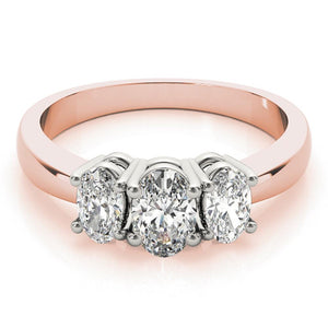 Three-Stone Oval 14K Rose Gold Engagement Ring