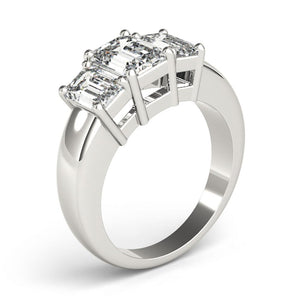 Three-Stone Emerald 14K White Gold Engagement Ring
