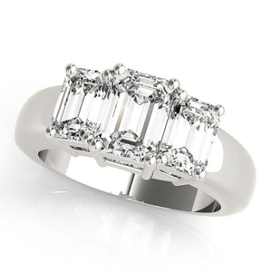 Three-Stone Emerald Platinum Engagement Ring