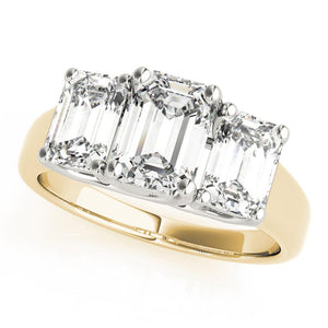 Three-Stone Emerald 14K Yellow Gold Engagement Ring