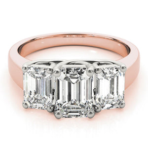 Three-Stone Emerald 14K Rose Gold Engagement Ring