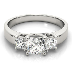 Three Stone Princess 14K White Gold Engagement Ring