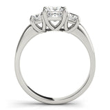 Three Stone Princess 14K White Gold Engagement Ring