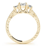 Vintage Three-Stone Oval 14K Yellow Gold Engagement Ring