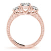 Vintage Three-Stone Round 14K Rose Gold Engagement Ring