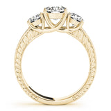 Vintage Three-Stone Round 14K Yellow Gold Engagement Ring
