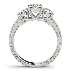 Vintage Three-Stone Round Platinum Engagement Ring