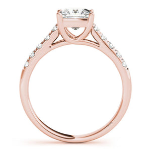 Accented Solitaire Princess 14K Rose Gold Engagement Ring