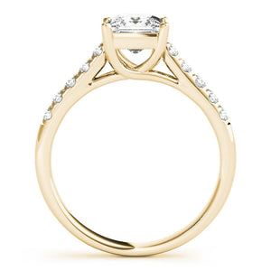 Accented Solitaire Princess 14K Yellow Gold Engagement Ring