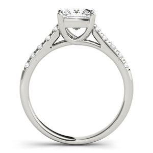 Accented Solitaire Princess 14K White Gold Engagement Ring
