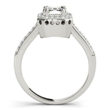 Four-Prong Halo Emerald 14K White Gold Engagement Ring