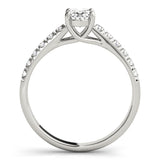 Accented Solitaire Oval 14K White Gold Engagement Ring