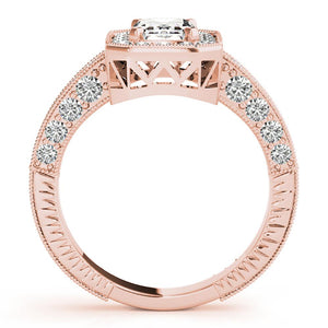 Channel Halo Emerald 14K Rose Gold Engagement Ring