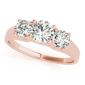 Three-Stone Round 14K Rose Gold Engagement Ring