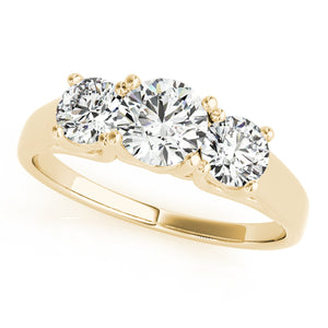 Three-Stone Round 14K Yellow Gold Engagement Ring