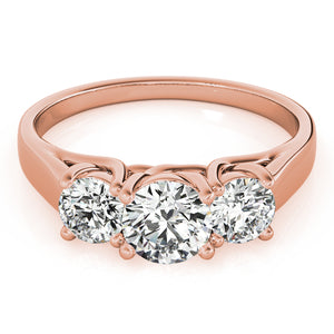 Three-Stone Round 14K Rose Gold Engagement Ring