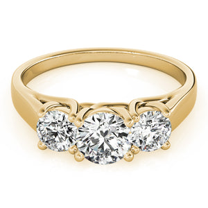 Three-Stone Round 14K Yellow Gold Engagement Ring