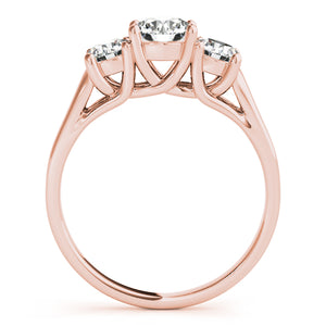 Three-Stone Round 14K Rose Gold Engagement Ring