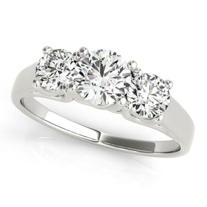 Three-Stone Round 14K White Gold Engagement Ring