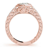 Vintage Round 14K Rose Gold Engagement Ring