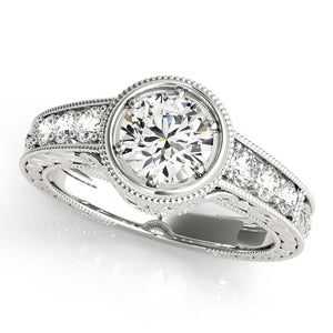 Vintage Round 14K White Gold Engagement Ring