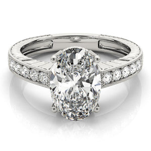Four-Prong Vintage Oval 14K White Gold Engagement Ring