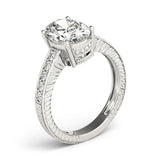 Four-Prong Vintage Oval 14K White Gold Engagement Ring