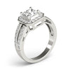 Four-Prong Halo Princess 14K White Gold Engagement Ring