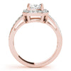 Four-Prong Halo Princess 14K Rose Gold Engagement Ring