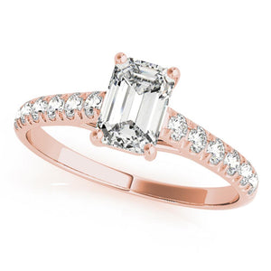 Accented Solitaire Emerald 14K Rose Gold Engagement Ring