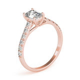 Accented Solitaire Emerald 14K Rose Gold Engagement Ring